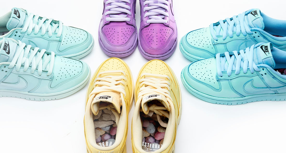 The Easter Pack made from Custom Nike Dunks Lows by Vick Almighty. 