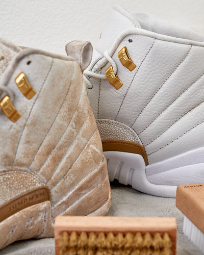 The white OVO Air Jordan 12.